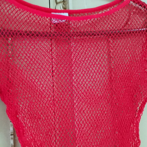 Red mesh blouse like new made of elastic material