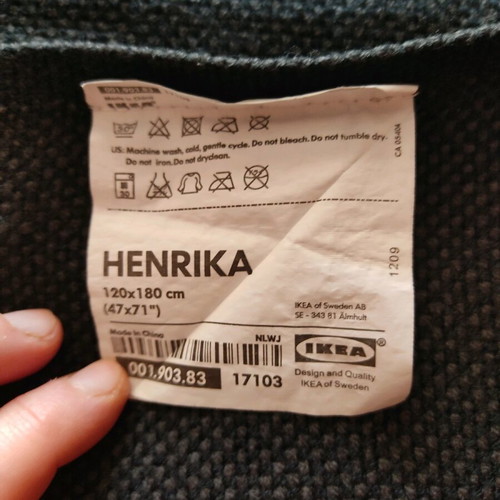 IKEA throw used, anthracite with knitted pattern 180x120 cm