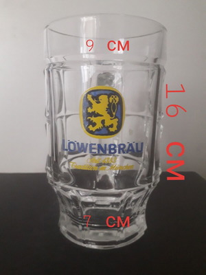 Lowenbrau 0.5 beer mug used, worn logo