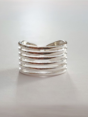 Wide band multi-row silver 925 plated ring new
