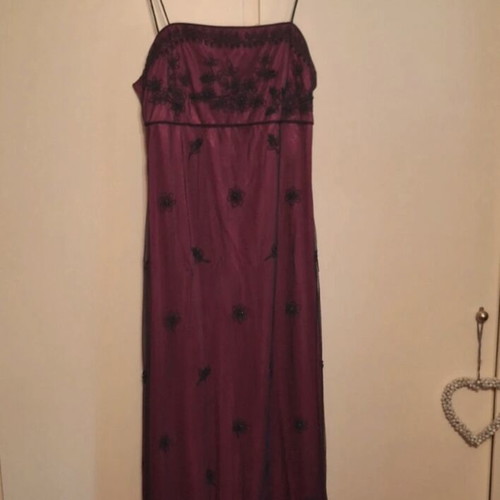 Evening dress Raxevsky satin with black tulle and embroidered lace like new