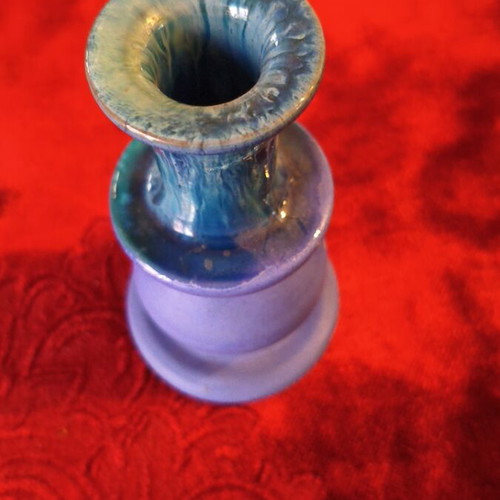 Gaia ceramic candlestick with blue glaze