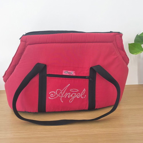 Small Dog Carrier Shoulder Bag like new, red with cushion and removable net