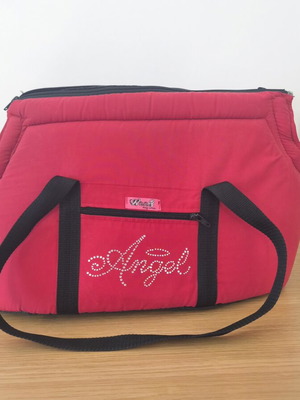 Small Dog Carrier Shoulder Bag like new, red with cushion and removable net