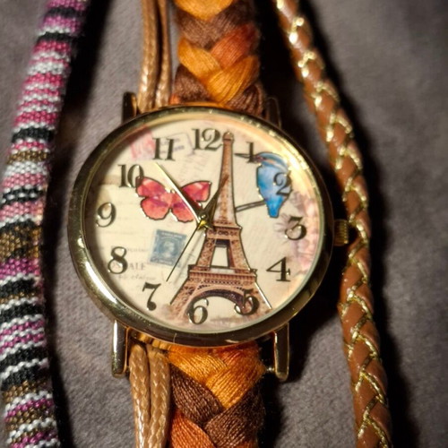 Wristwatch new women's brown multicolor with Paris design