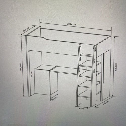 Multifunctional Loft Bed with Desk, Cabinets and Shelves like new