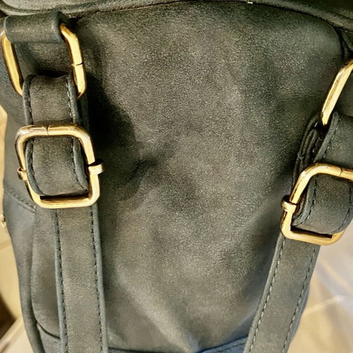 Mini backpack dark green petrol used, washed leather