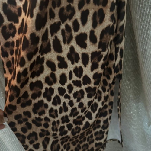 Leopard Print Dress long with slit one size new by Abysse