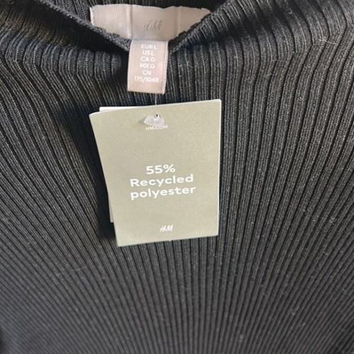 H&M Black Ribbed Dress L New, Very Elastic