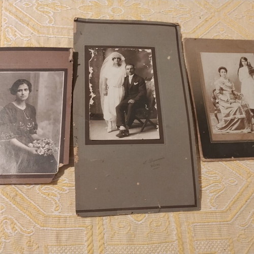 Vintage Italian bronze frames pack with 4 authentic period photos 1900-1920
