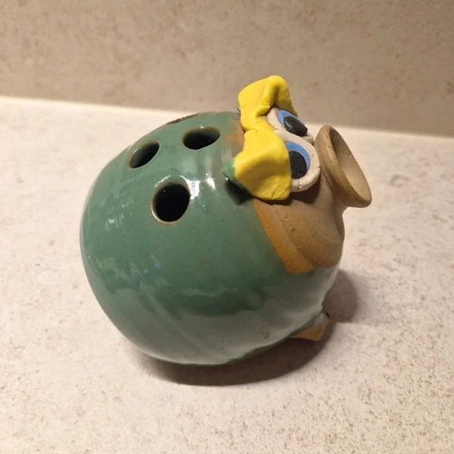 Ugly Pottery Wales Handmade Ceramic Pen Holder, Funny Pig
