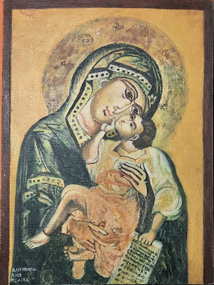 Παναγία η Γλυκοφιλούσα χειροποίητη εικόνα μεταχειρισμένη