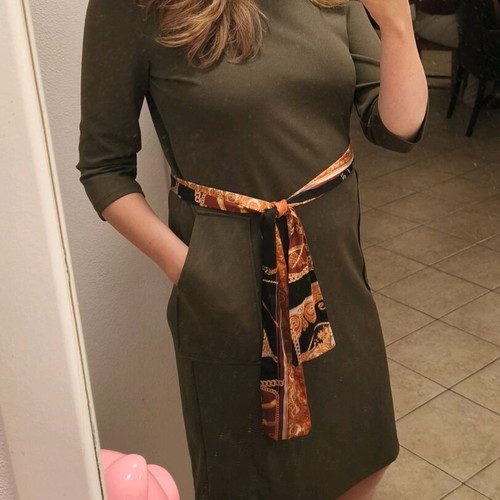 Zara khaki midi dress like new, minimalistic with pockets, size M