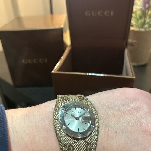 Gucci wristwatch women's used, beige and brown