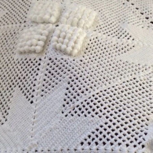 Handmade Crochet White Blanket 1.80x2.20 m, New