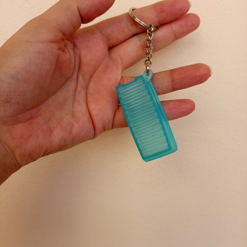 Tupperware mini container keychain, turquoise