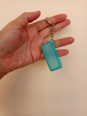 Tupperware mini container keychain, turquoise