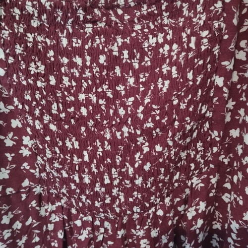 Bershka long floral dress size S like new, red multicolor