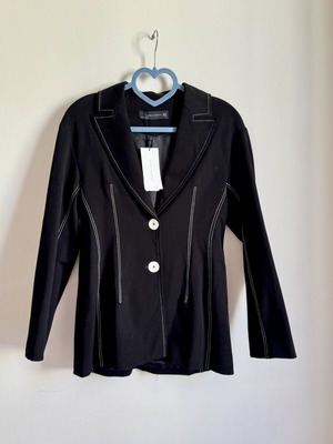 Zara Black Contrast Stitch Blazer Jacket S New
