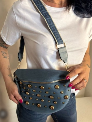 Denim banana bag with studs new with tag