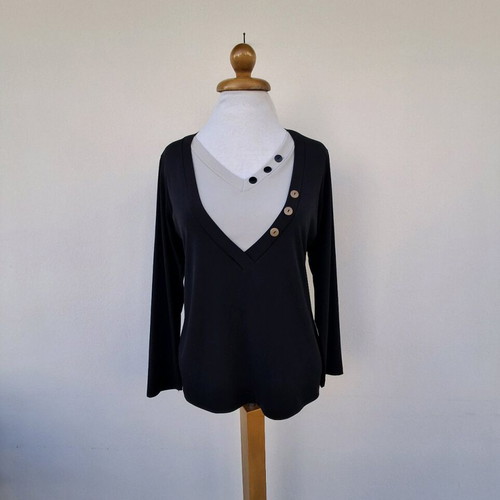 Blouse with decorative buttons like new, size 4, black and beige