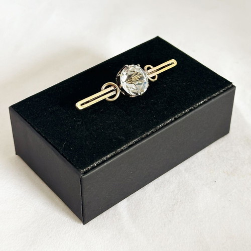 Vintage Soviet brooch used silver 875 with mountain crystal