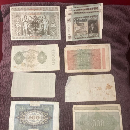 German banknotes used, pack of 16, 1910-1923