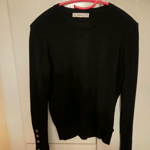 Zara black blouse medium used with gold buttons on sleeves
