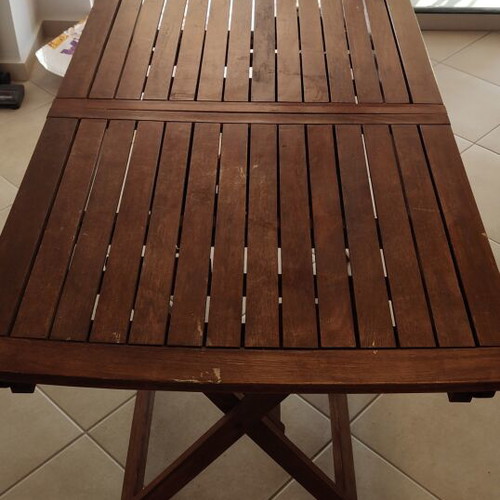 Wooden garden table used, extendable 120x70 + 30 cm