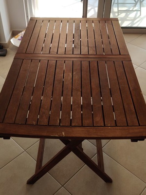 Wooden garden table used, extendable 120x70 + 30 cm