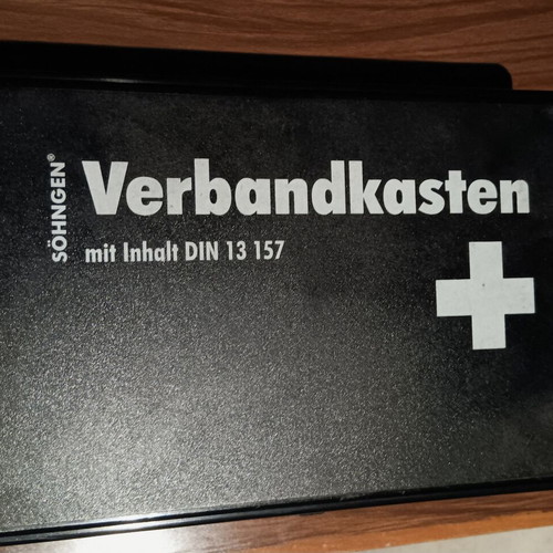 Plastic car first aid kit case used, large size, German