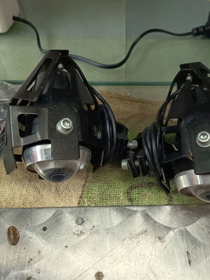 Motorcycle Spotlights like new, pair with cables and switch