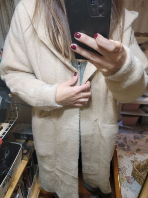 Coat jacket like new, beige, small-medium with hood and pockets