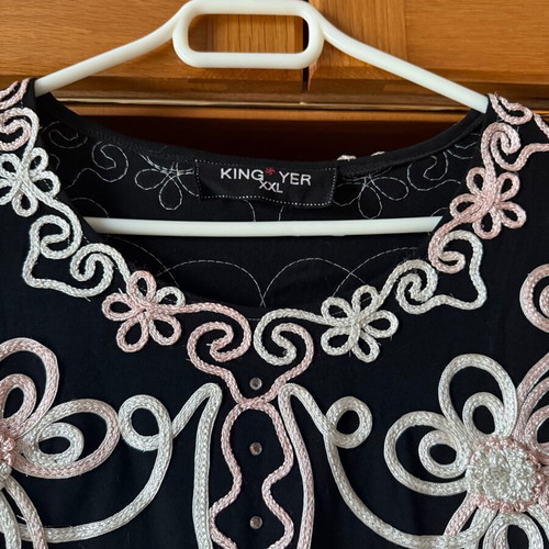 Black blouse with knitted designs new, size XXL
