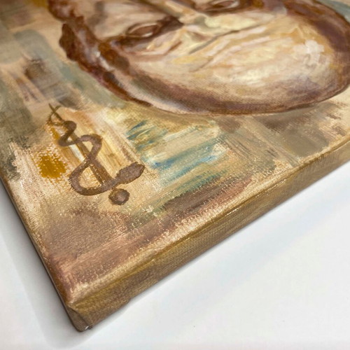 Modern acrylic painting Hippocrates 25x30 cm new