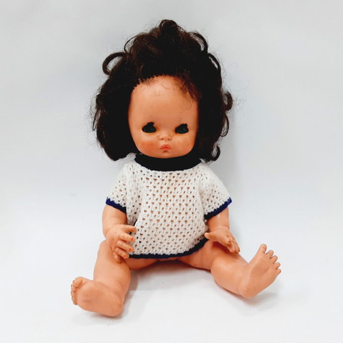 Vintage rubber baby doll 60s with open/close eyes and original shirt