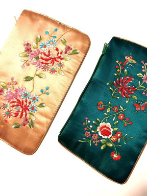 Silk hand bags new with handmade embroidery, set of 2 pieces