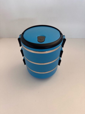 Food container 3 compartments new, blue with thermal insulation