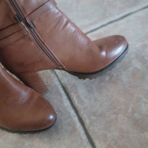 Leather boots with fur size 38 brown like new