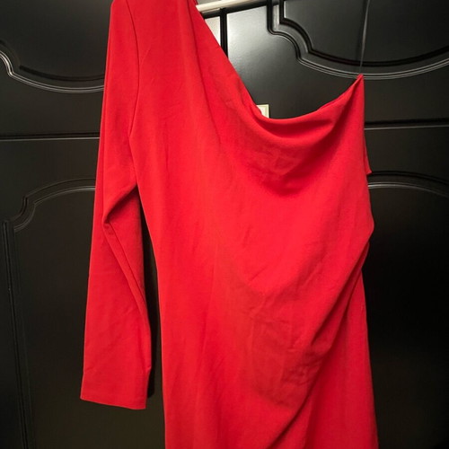 H&M mini one-shoulder dress new, red, size L