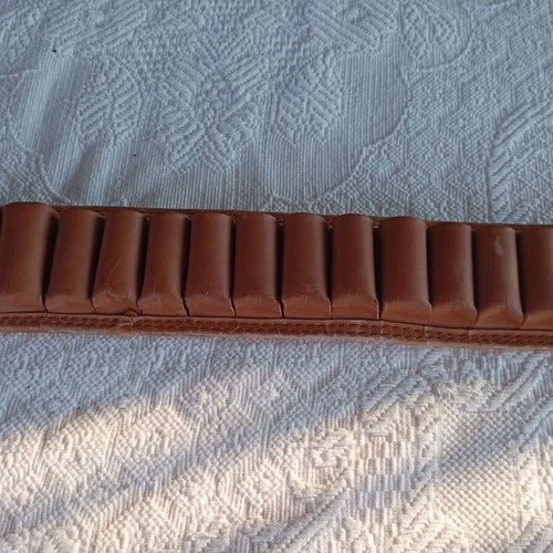 Tiger leather ammo belt 30 slots, like new, brown