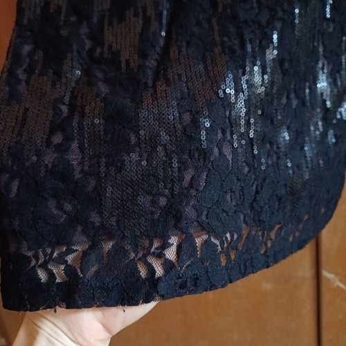 Intimissimi black mini dress with lace and sequins, like new, Small