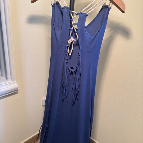 Marlen blue summer dress like new with beautiful back, long