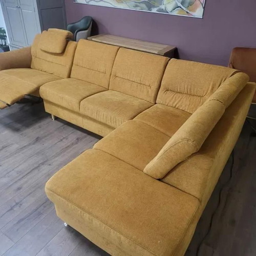 Dakar corner sofa new, cinnamon fabric with electric relax mechanism