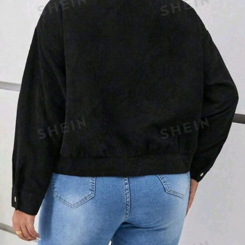 Corduroy jacket Shein Frenchy Plus new, black, Borg collar