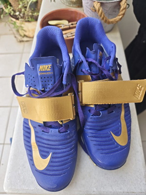 Nike Romaleos 3 athletic shoes used, size 44, blue with tongue tear