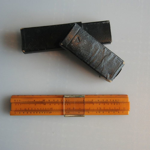 Nestler logarithmic slide rule used with case