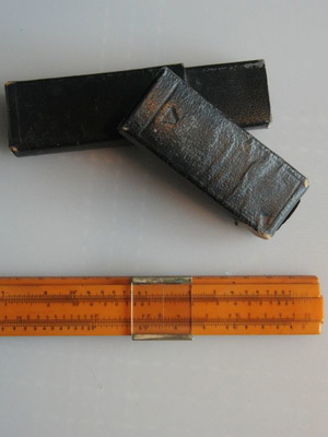 Nestler logarithmic slide rule used with case