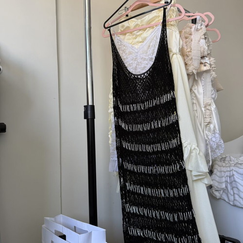 Zara Bedazzled Knit Beach Dress new, black