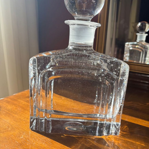 Vintage crystal decanter with spherical stopper, like new, 25cm